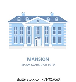 Villa in a classic style. Historical mansion. Old big house. The property. Vector Fruit Illustration