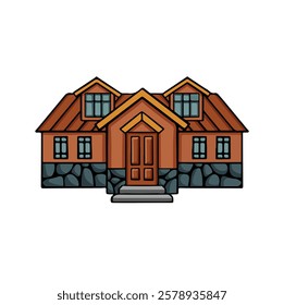 Villa cottage color isolated hand drawn vector