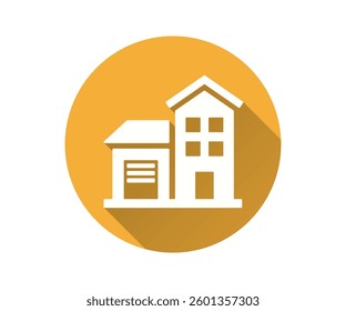 Villa flat icon. Simple illustration with long shadow for graphic and web design.