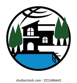 villa holiday travel logo Icon Illustration Brand Identity