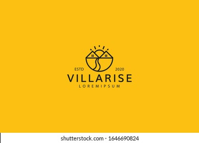 Villa home logo, home sunrise brand logo art Vektorillustration grafik