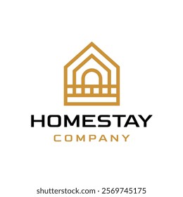 Villa Homestay Travel Destination Lineart Logo Design