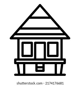 Villa house icon outline vector. Cabin hut. Forest villa