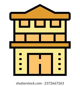 Villa house icon outline vector. Real cottage. Estate style color flat