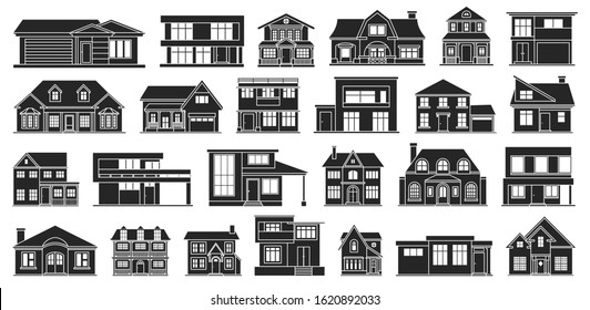 Villa of house vector black set icon.Vector illustration building of home.Isolated black set icon villa of house on white background .