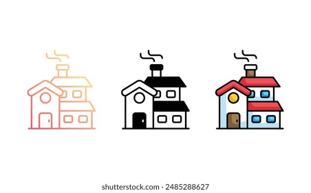 Villa Icon Design mit weißem Hintergrund Stock Illustration