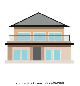 Villa icon in flat design vector illustration, rental house or accommodation