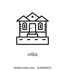 Villa icon. Trendy modern flat linear vector Villa icon on white background from thin line Luxury collection, editable outline stroke vector illustration