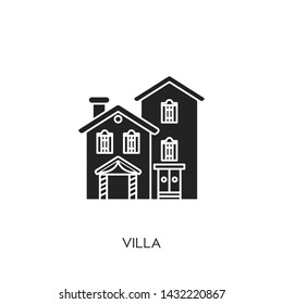villa icon vector. villa symbol. Linear style sign for mobile concept and web design. Home symbol illustration. Pixel vector graphics - Vector.