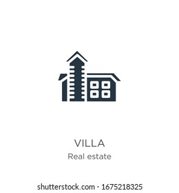 Icono de Villa vector. Icono de villa plana de moda de la colección inmobiliario aislado en fondo blanco. La ilustración vectorial se puede utilizar para diseño gráfico web y móvil, logotipo, eps10