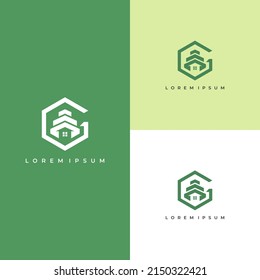 villa logo real estate initial g premium vector