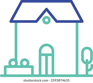 villa property outline dual color vector illustration icon design