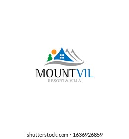 Villa resort, homestead mountain logo vector template