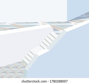 Villa. White architecture on a greek island. Vector illustration