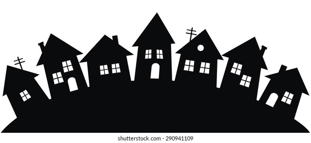 village, black vector icon