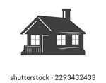 Village camping house wooden hut countryside cabin monochrome isometric icon vector illustration. Camp home rustic cottage summer recreation vacation leisure building with chimney window and roof