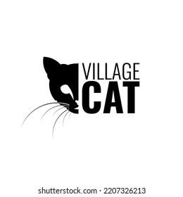 Logo Estilizado De Cabeza De Gato De La Aldea. Plantilla de logotipo animal con un diseño único. Perfecto para la marca de productos y muchos otros fines.