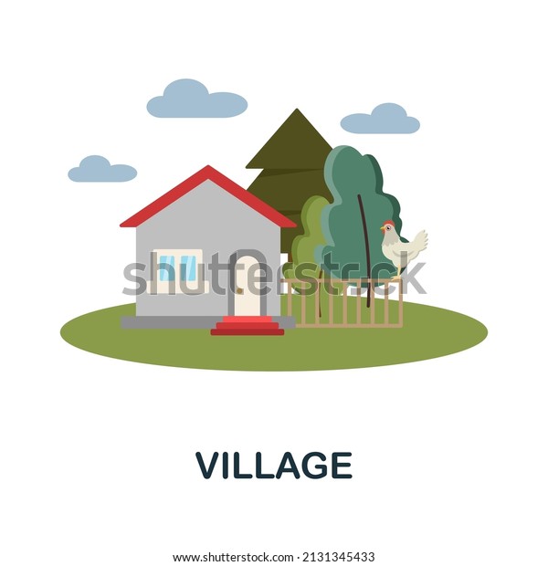 Village flat icon. Colored element sign from nature\
collection. Flat Village icon sign for web design, infographics and\
more.