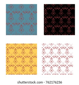Village floral folk pattern of interwoven flowers and leaves. Vintage ethnic patterns.