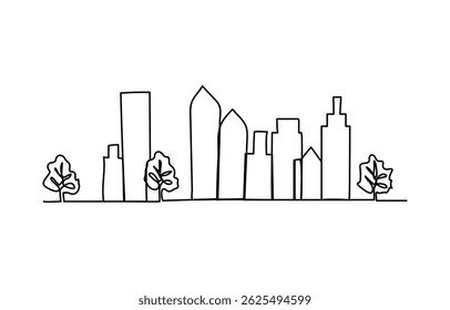 A village with four houses Village oneline drawing design
