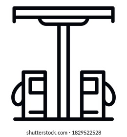 Village gas station icon. Outline village gas station vector icon for web design isolated on white background