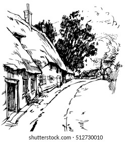 Village Homes from England, vector illustration