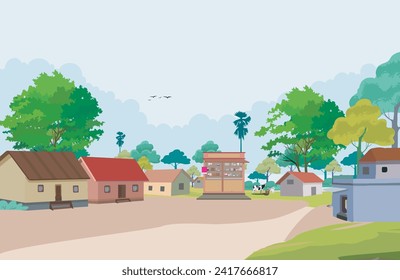 Village house area traditional house, Village Background Illustration
