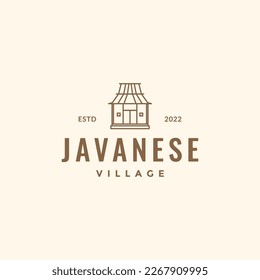 cultura de la casa de pueblo java joglo indonesia madera mínima diseño de logotipo hipster vectorial ilustración icono