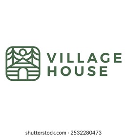 village house flat minimalist logo design