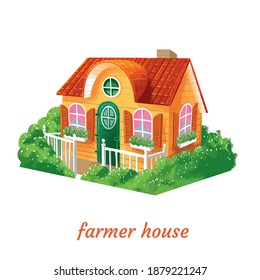 village house on green fields