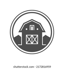 Village House Ranch Real Estate Farmer Home Suburb Neighborhood Circle Frame Logo Vector Illustration. Countryside Cottage Agricultural Warehouse Livestock Breeding Farmland Round Vintage Border