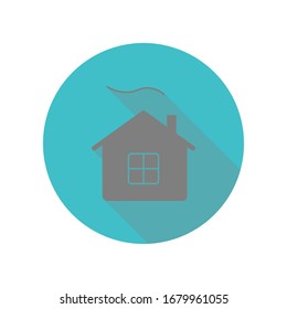 Village house silhouette long shadow icon. Simple glyph, flat vector of web icons for ui and ux, website or mobile application