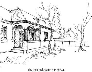 Village house sketch
