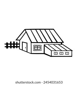 village house sketch. linear vector illustration