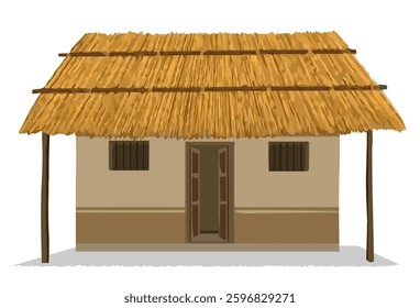 Village Hut Design Illustration, Cartoon Hut Vector, Simple Hut House