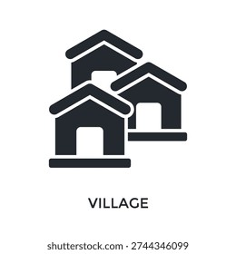 Village Icon Glyph Style. Vector Illustration For Graphic Design