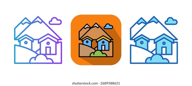 Village Icon Multiple Vector Illustration