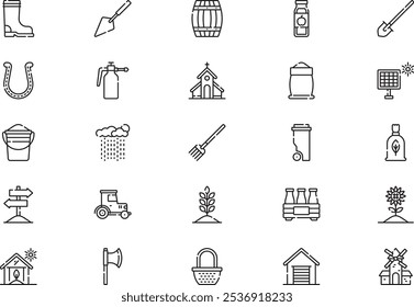 Village icons collection is a vector illustration with editable stroke.