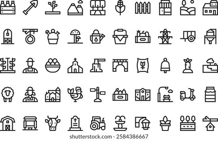 In the village icons High-Quality Vector Icons Collection with Editable Stroke. Ideal for Professional and Creative Projects.