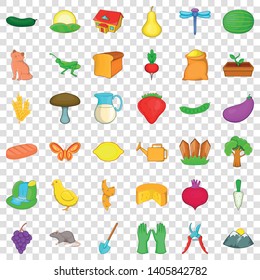 Village icons set. Cartoon style of 36 village vector icons for web for any design