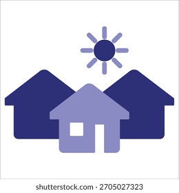 village icons. simple colored vector