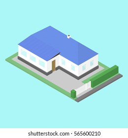 Village isometric building. Vector illustration