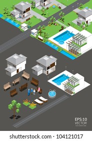 village isometric vector
