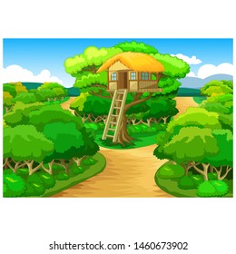 Village Landscape View Cartoon For Your Design