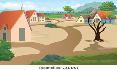 village landscape view and many houses