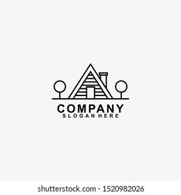 Village Logo Design Icon Template. Cabin Logo. Modern Design. Vector Illustration