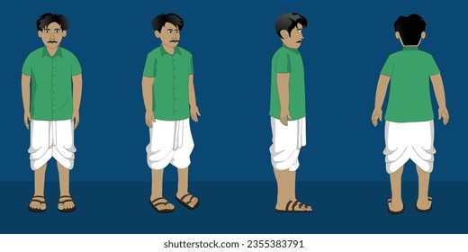 Village man 2d cartoon character