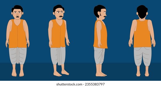 Village man 2d cartoon character