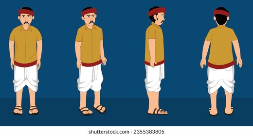 Village man 2d cartoon character