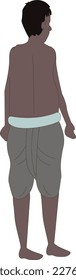 Village man indian asian poor farmer back side character for cartoon animation.
